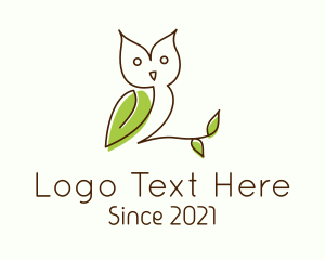 Wildlife Conservation - Monoline Nature Owl logo design