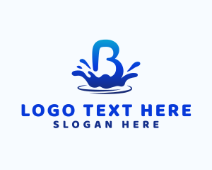 Washing - Water Splash Letter B logo design