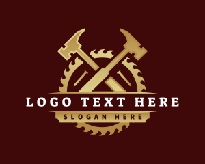 Lumber - Hammer Saw Carpentry logo design