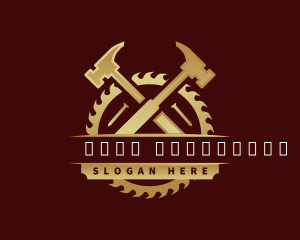 Industrial - Hammer Saw Carpentry logo design
