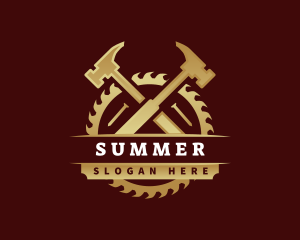 Hammer Saw Carpentry logo design