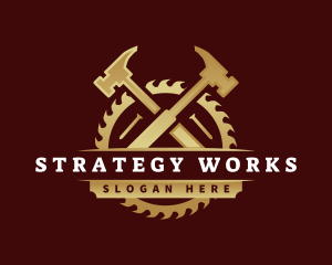 Hammer Saw Carpentry logo design