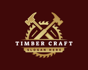 Hammer Saw Carpentry logo design