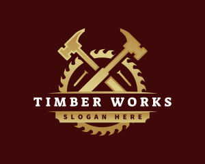 Timber - Hammer Saw Carpentry logo design