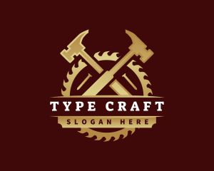 Hammer Saw Carpentry logo design