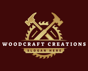 Hammer Saw Carpentry logo design