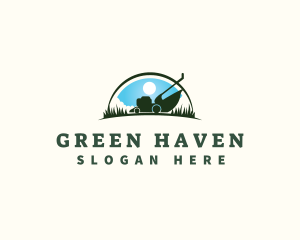 Grass Landscaping Lawn Mower logo design