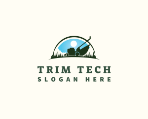 Trimmer - Grass Landscaping Lawn Mower logo design