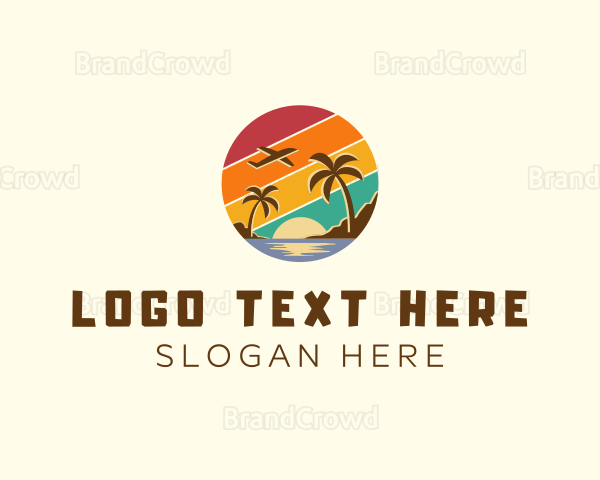 Beach Plane Sunset Logo