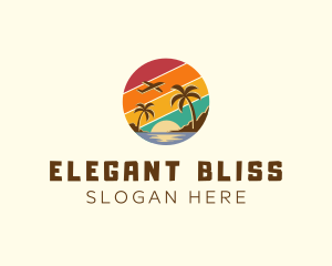 Holiday Getaway - Beach Plane Sunset logo design