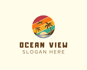 Beach Plane Sunset logo design