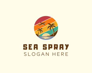 Beach Plane Sunset logo design