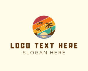 Swimming - Beach Plane Sunset logo design