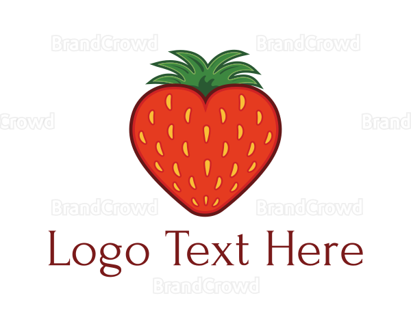 Strawberry Fruit Love Heart Logo