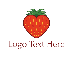 Farmers Market - Strawberry Fruit Love Heart logo design