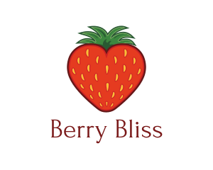 Strawberry Fruit Love Heart logo design