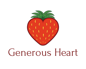 Strawberry Fruit Love Heart logo design