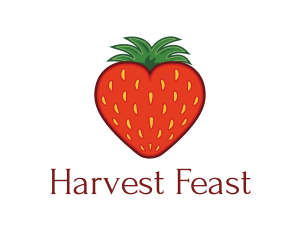 Strawberry Fruit Love Heart logo design