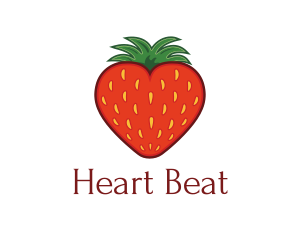 Strawberry Fruit Love Heart logo design