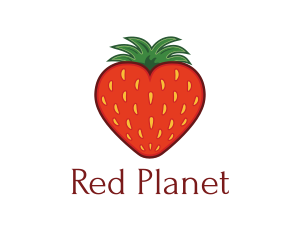 Strawberry Fruit Love Heart logo design