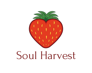 Strawberry Fruit Love Heart logo design