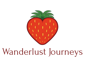 Farmers Market - Strawberry Fruit Love Heart logo design