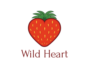 Strawberry Fruit Love Heart logo design