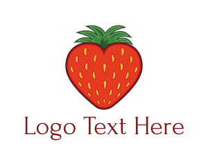 Red Heart - Strawberry Fruit Love Heart logo design