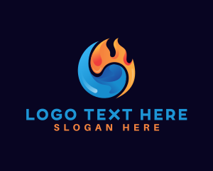 Heating - Cooling Flame Energy logo design