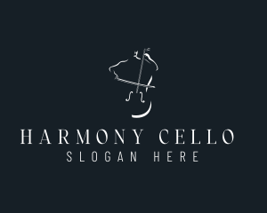 Cello Musician Instrument logo design