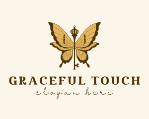 Luxury Butterfly Key logo design