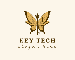 Luxury Butterfly Key logo design