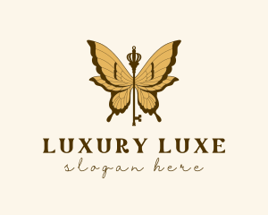 Luxury Butterfly Key logo design