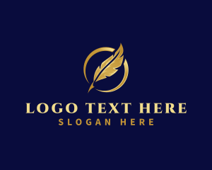 Pen - Luxury Feather Quill logo design