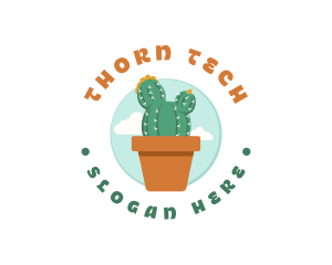 Cactus Pot Plant logo design