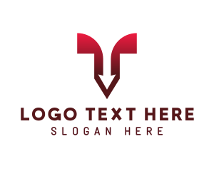 Text - Gradient T Arrow logo design