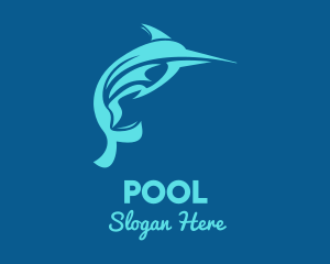 Blue Swordfish Fish logo design