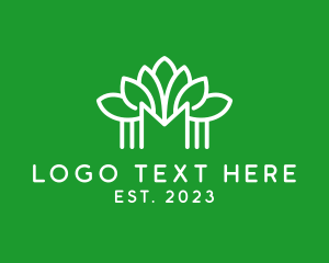 Typography - Minimalist Plant Letter M logo design