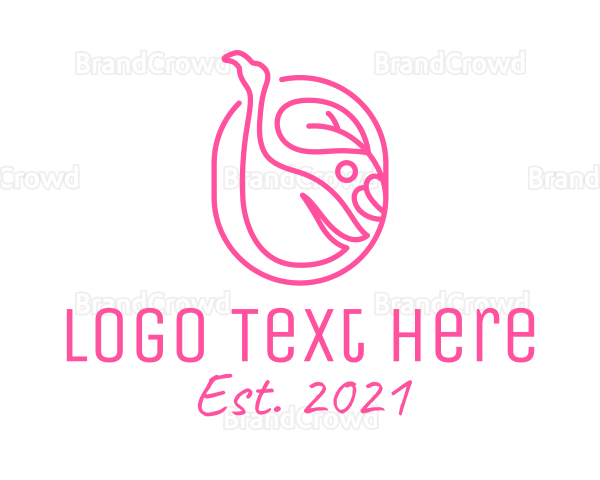 Pink Flamingo Line Art Logo