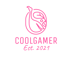 Wildlife Center - Pink Flamingo Line Art logo design