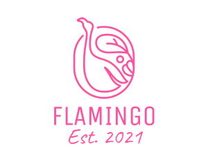 Pink Flamingo Line Art logo design