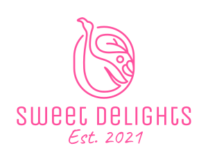 Pink Flamingo Line Art logo design