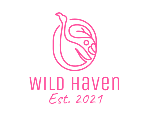 Pink Flamingo Line Art logo design