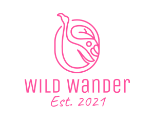 Pink Flamingo Line Art logo design