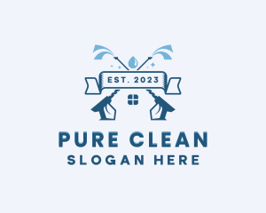 House Pressure Washer Cleaning logo design