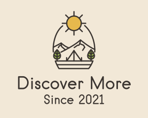 Explore - Sunny Mountain Camping Scene logo design