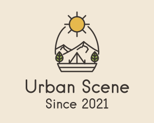 Scene - Sunny Mountain Camping Scene logo design