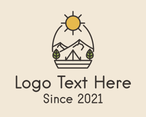 Tent - Sunny Mountain Camping Scene logo design