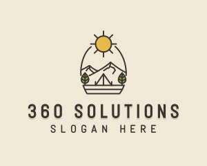 Sunny Mountain Camping Scene logo design