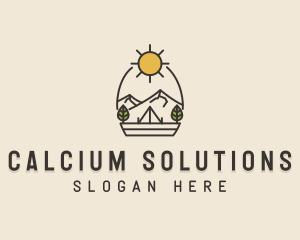 Sunny Mountain Camping Scene logo design